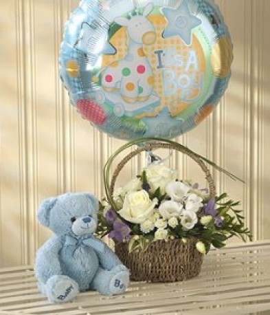 Blue Bundle Of Joy Balloon Teddy