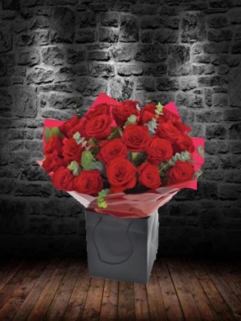 24 Red Roses & Foilage
