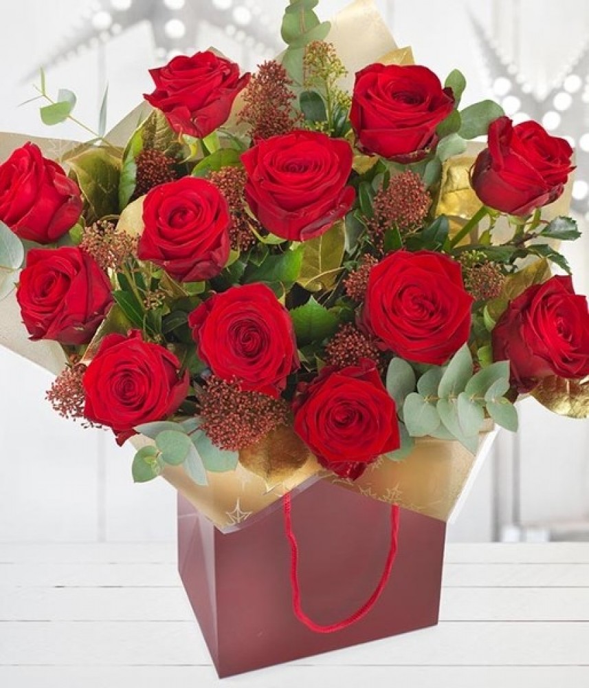 Christmas Red Roses Rosa Florist