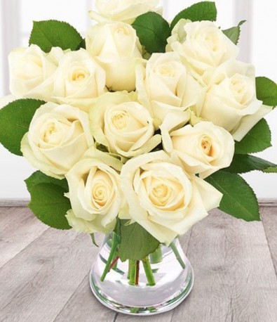 Just 12 White Roses