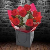 6 Red Roses & Foilage